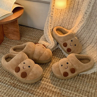 Happy Croissant Plush Slippers