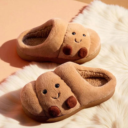 Happy Croissant Plush Slippers