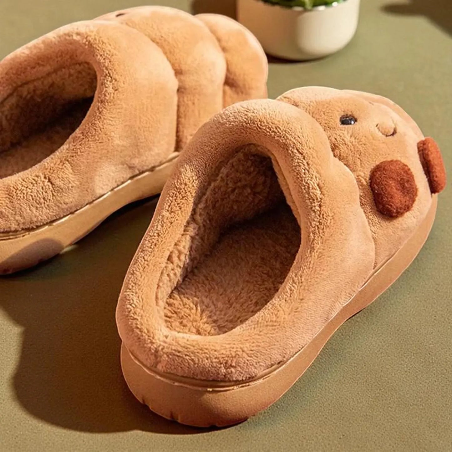 Happy Croissant Plush Slippers