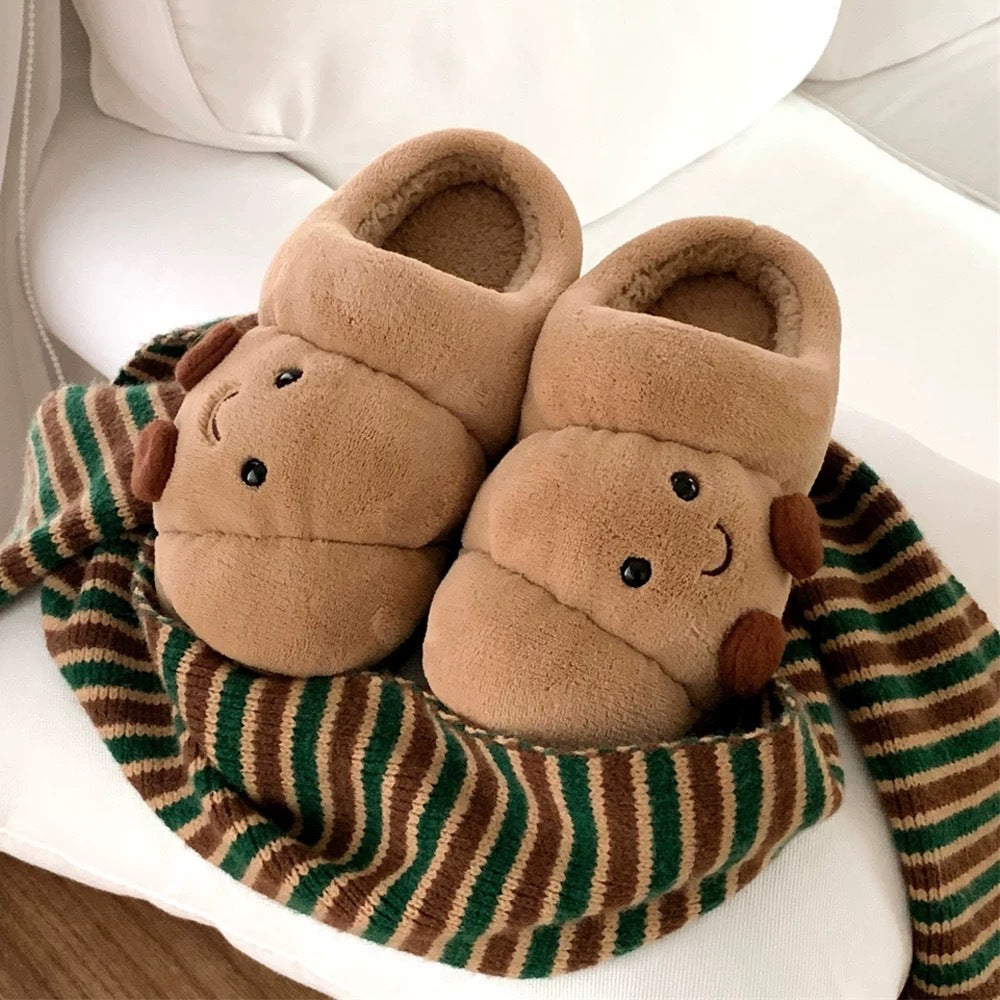 Happy Croissant Plush Slippers